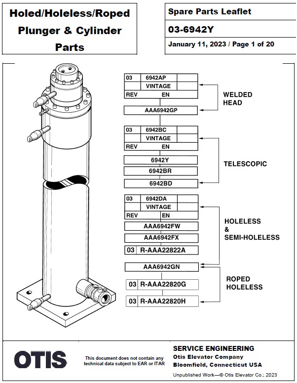 SPL 03-6942Y Holed / Holeless / Roped Plunger and Cylinder Parts