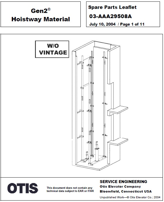 SPL 03-AAA29508A Gen2 Hoistway Material