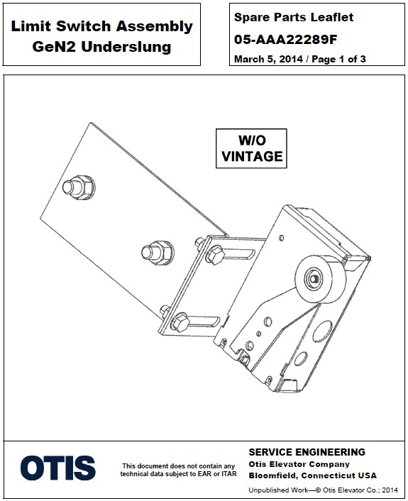 SPL 05-AAA22289F Limit Switch Assembly Gen2 Underslung