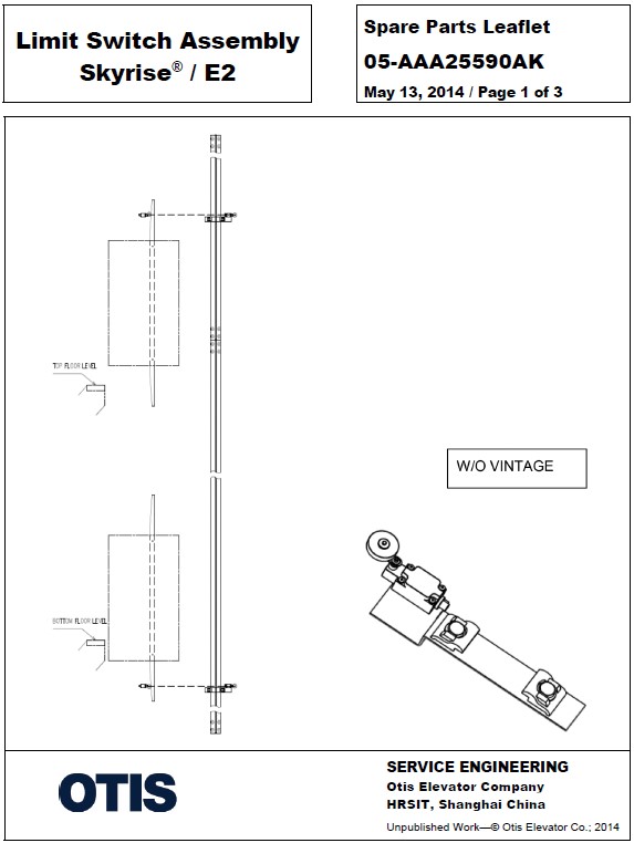 SPL 05-AAA25590AK Limit Switch Assembly Skyrise / E2