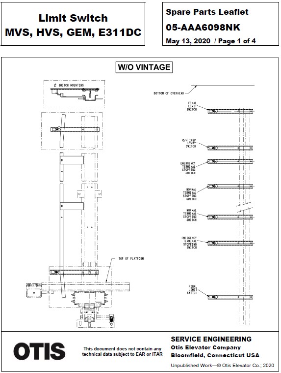 SPL 05-AAA6098NK Limit Switch MVS, HVS, GEM, E311DC