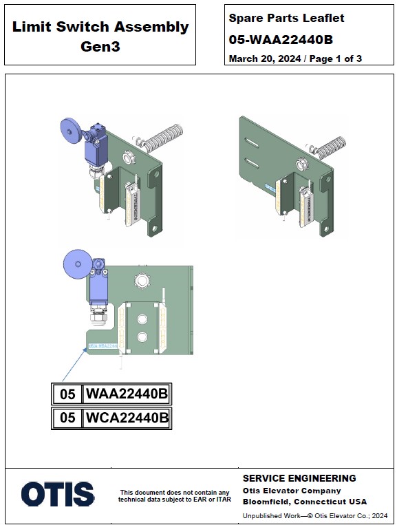 SPL 05-WAA22440B Limit Switch Assembly Gen3