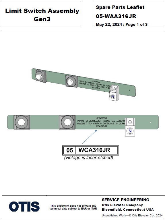 SPL 05-WAA316JR Limit Switch Assembly Gen3