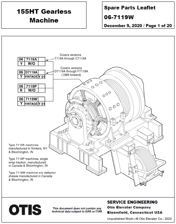 SPL 06-7119W 155HT Machine Gearless DC