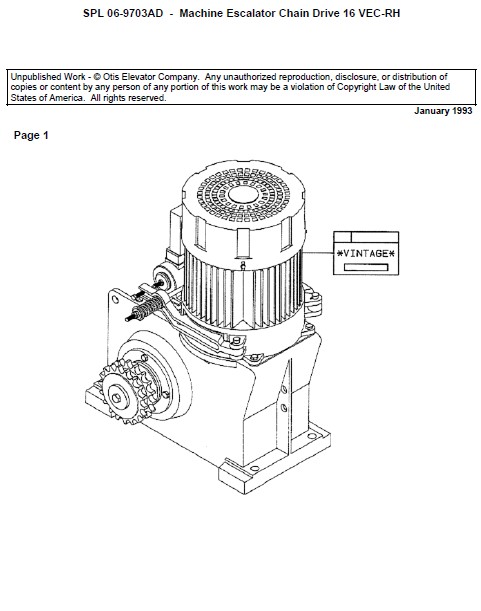 SPL 06-9703AD Machine Escalator, Chain Drive 16VEC-RH