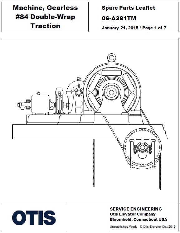 SPL 06-A381TM #84 Machine Gearless Double Wrap Traction