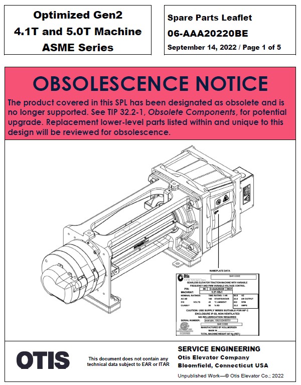 SPL 06-AAA20220BE Optimized Gen2 4.1T and 5.0T Machine ASME Series