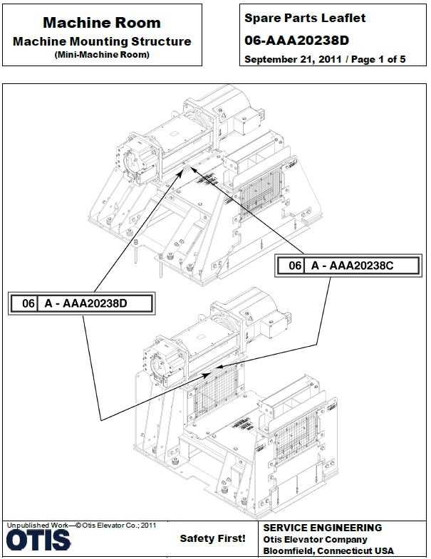 SPL 06-AAA20238D Machine Room Machine Mounting Structure (Mini-Machine Room)