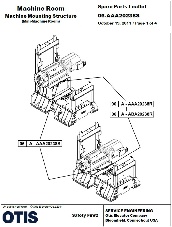 SPL 06-AAA20238S Machine Room Machine Mounting Structure (Mini-Machine Room)