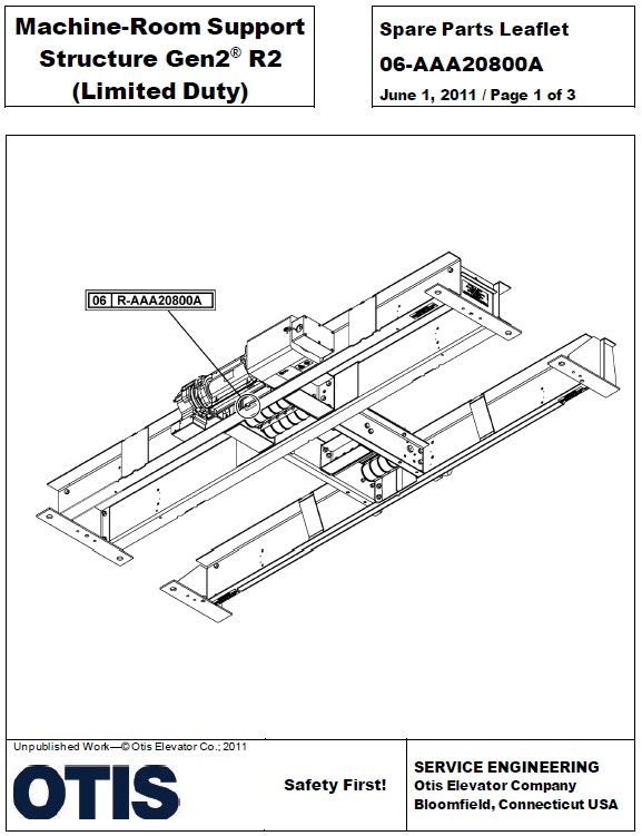 SPL 06-AAA20800A Machine Room Support Structure Gen2 R2 (Limited Duty)