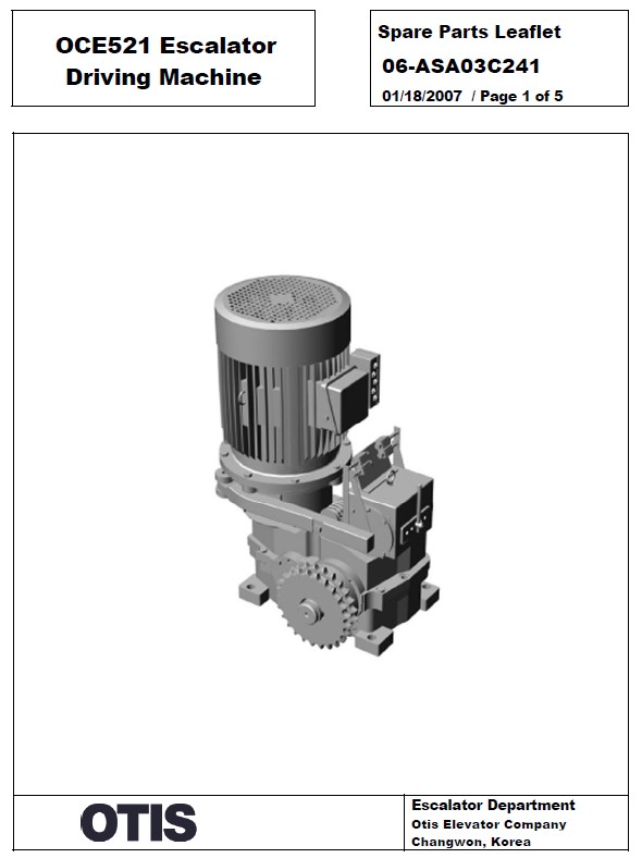 SPL 06-ASA03C241 OCE521 Escalator Driving Machine