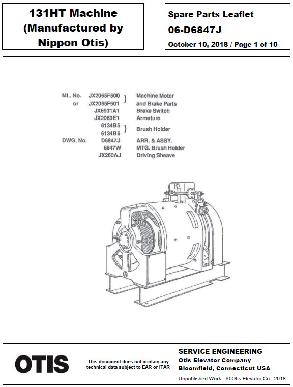 SPL 06-D6847J 131HT Machine (Manufactured by Nippon Otis)