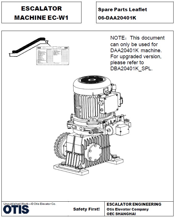 SPL 06-DAA20401K Escalator Machine EC-W1