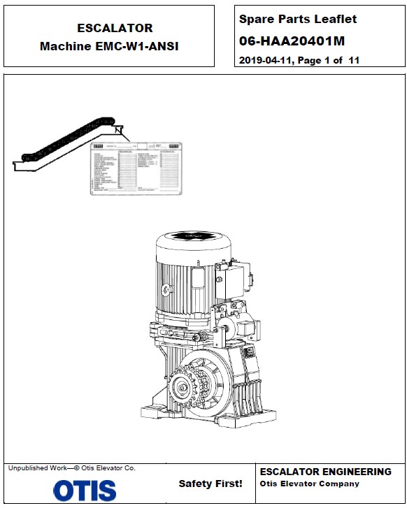 SPL 06-HAA20401M ESCALATOR Machine EMC-W1-ANSI