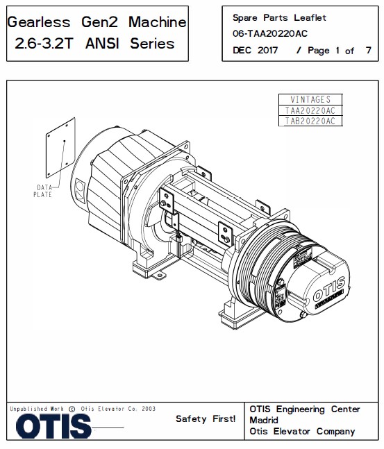 SPL 06-TAA20220AC Gearless Gen2 Machine 2.6T – 3.2T ANSI Series