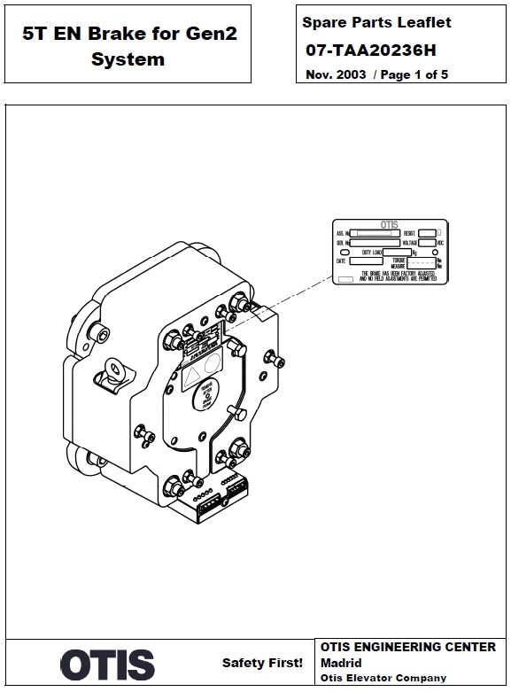 SPL 07-TAA20236H 5T EN Brake for Gen2 System