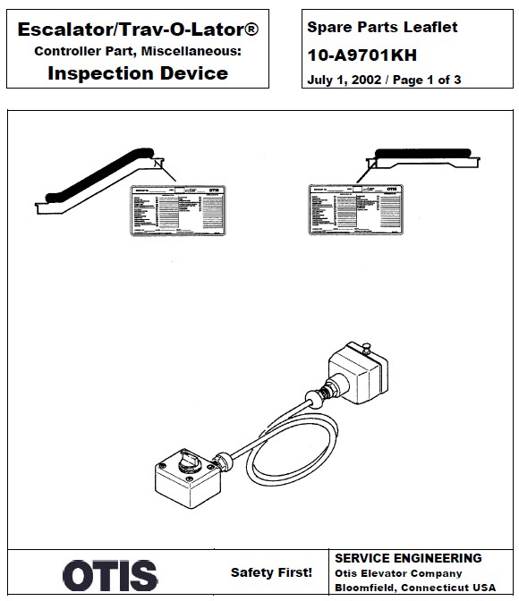 SPL 10-A9701KH Escalator/Trav-O-Lator Controller Part, Miscellaneous: Inspection Device