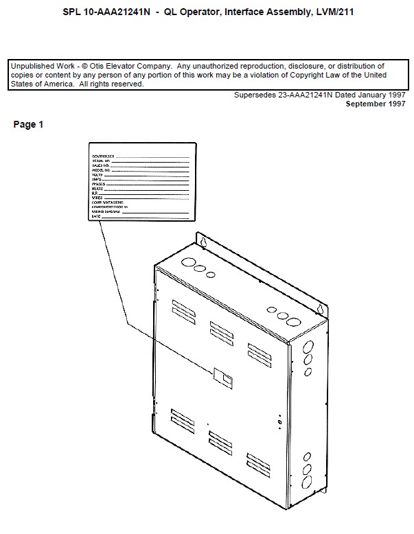 SPL 10-AAA21241N QL Operator, Interface Assembly, LVM/211