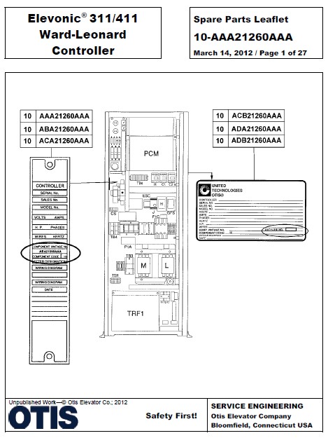 SPL 10-AAA21260AAA Elevonic 311/411 Ward-Leonard Controller