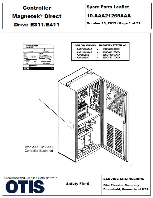 SPL 10-AAA21265AAA Controller Magnetek Direct Drive E311/E411