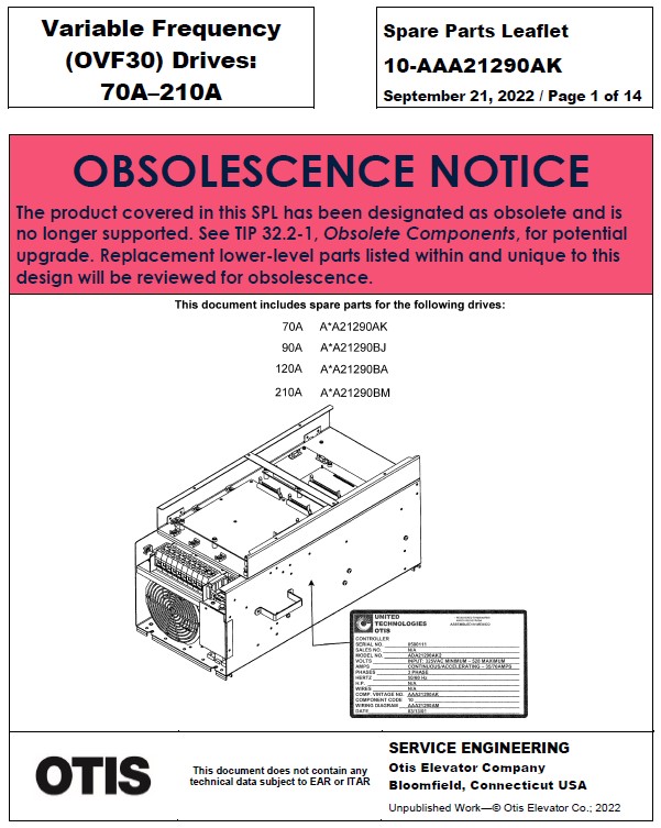 SPL 10-AAA21290AK Variable Frequency (OVF30) Drives: 70A–210A