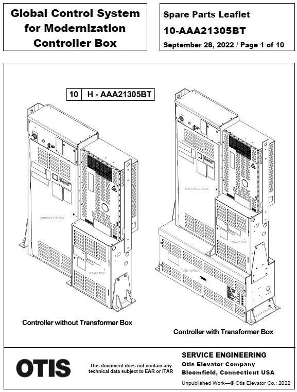 SPL 10-AAA21305BT Global Control System for Modernization Controller Box