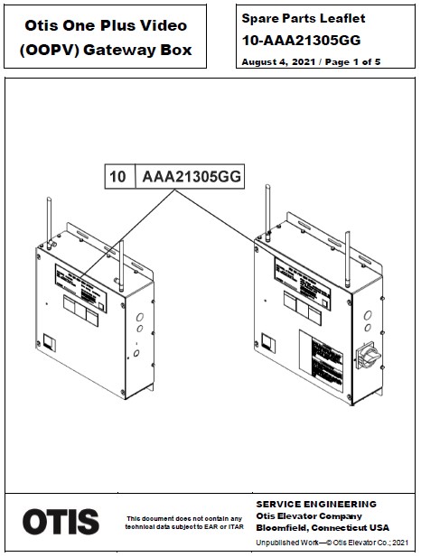 SPL 10-AAA21305GG Otis One Plus Video Gateway