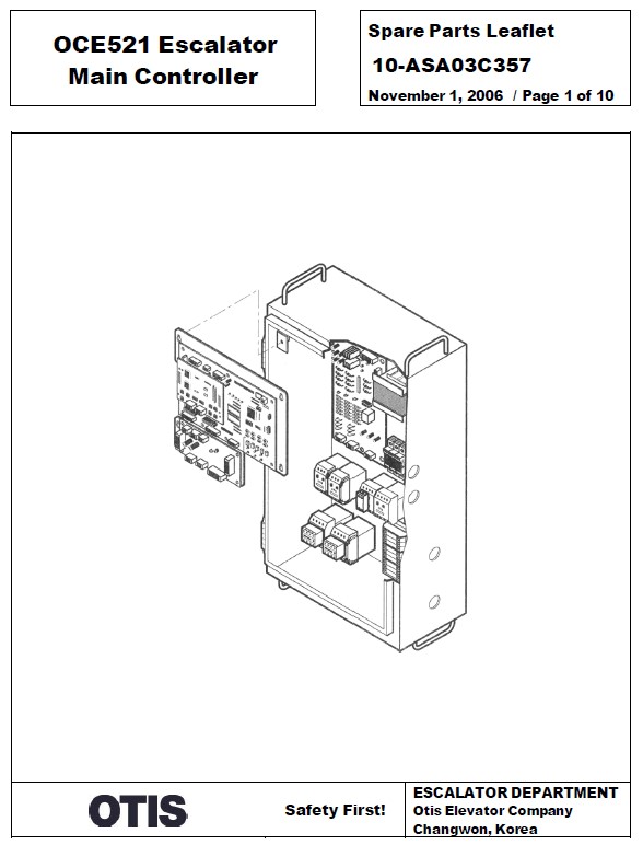 SPL 10-ASA03C357 OCE521 Escalator Main Controller