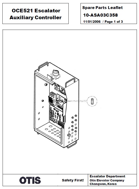 SPL 10-ASA03C358 OCE521 Escalator Auxiliary Controller