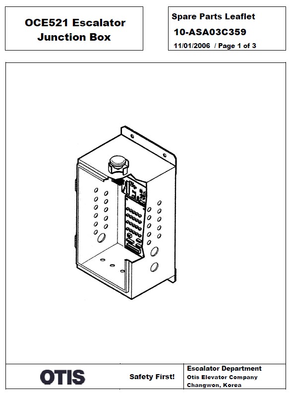 SPL 10-ASA03C359 OCE521 Escalator Junction Box