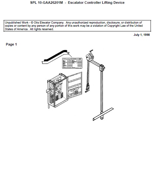 SPL 10-GAA26201M Escalator Controller Lifting Device