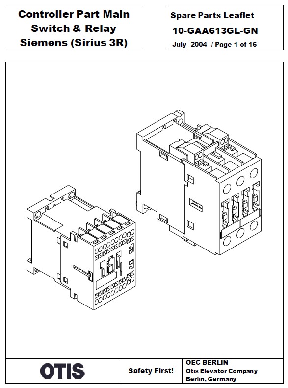 SPL 10-GAA613GL-GN Controller Part Main Switch & Relay Siemens (Sirius 3R)