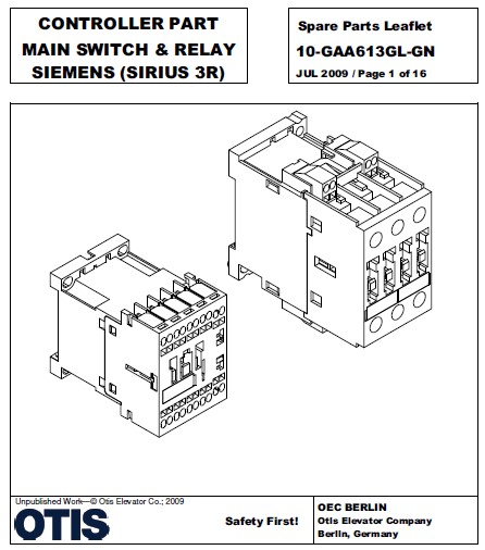 SPL 10-GAA613GL Controller Part Main Switch & Relay Siemens (Sirius 3R)