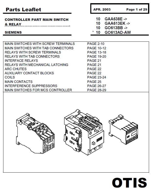 SPL 10-GO613AD-AW Controller Part, Main Switch & Relay