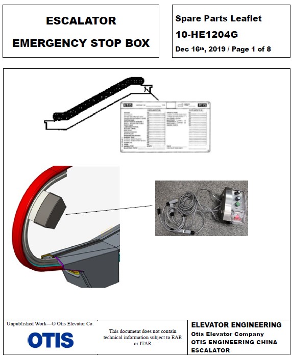 SPL 10-HE1204G ESCALATOR EMERGENCY STOP BOX