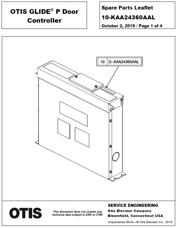 SPL 10-KAA24360AAL Otis Glide P Door Controller