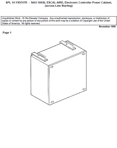 SPL 10-YX9707R Controller, Microprocessor Escalator 506SL Power Cabinet 2