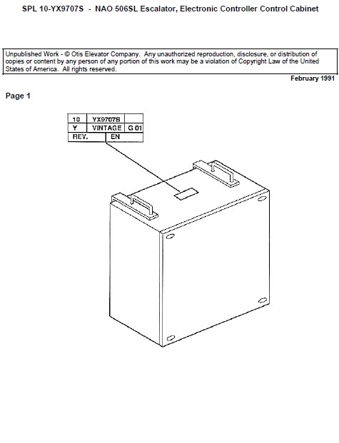SPL 10-YX9707S Controller, Microprocessor Escalator 506SL Control Cabinet