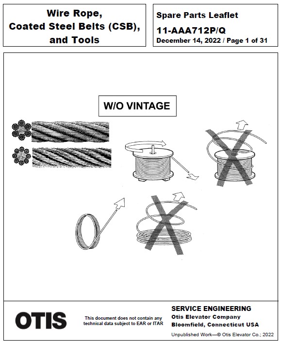 SPL 11-AAA712P/Q Wire Rope, Coated Steel Belts (CSB), and Tools