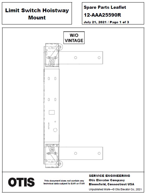 SPL 12-AAA25590R Limit Switch Hoistway Mount