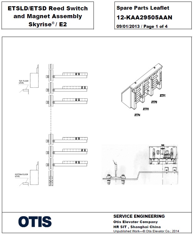 SPL 12-KAA29505AAN ETSLD/ETSD Reed Switch and Magnet Assembly Skyrise / E2