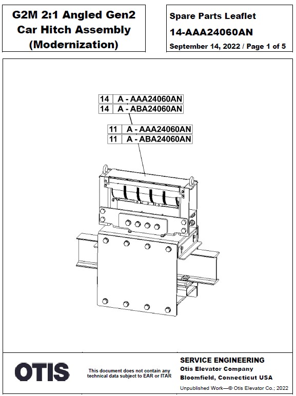 SPL 14-AAA24060AN G2M 2:1 Angled Gen2 Car Hitch Assembly (Modernization)