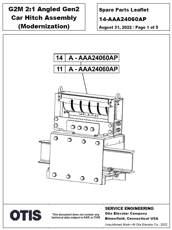 SPL 14-AAA24060AP G2M 2:1 Angled Gen2 Car Hitch Assembly (Modernization)