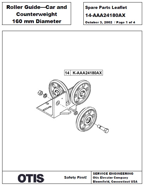 SPL 14-AAA24180AX Roller Guide—Car and Counterweight 160 mm Diameter