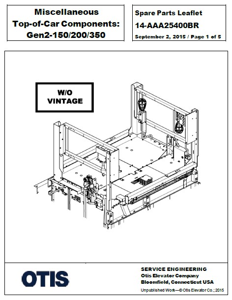 SPL 14-AAA25400BR Miscellaneous Top of Car Components: Gen2 - 150 / 200 / 350