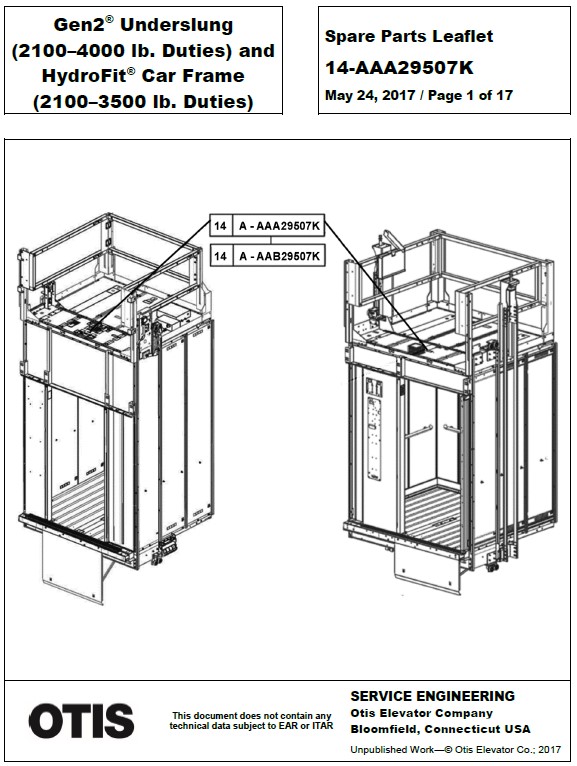 SPL 14-AAA29507K Gen2 Underslung (2100-4000 lb. Duties) and HydroFit Carframe (2100–3500 lb. Duties)