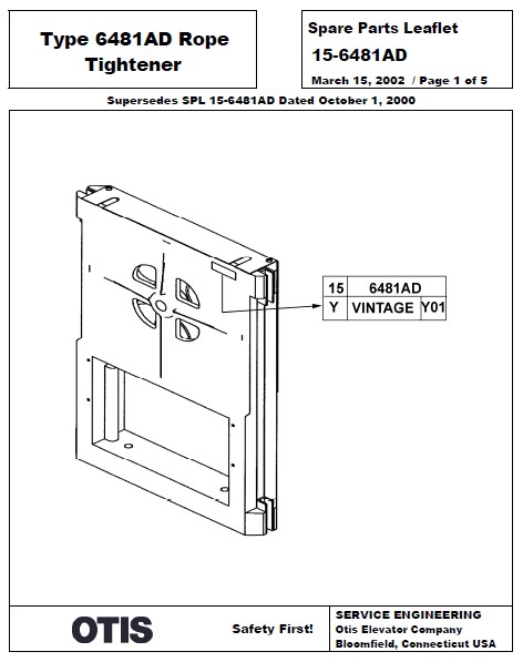 SPL 15-6481AD Type 6481AD Governor Rope Tightener Assembly