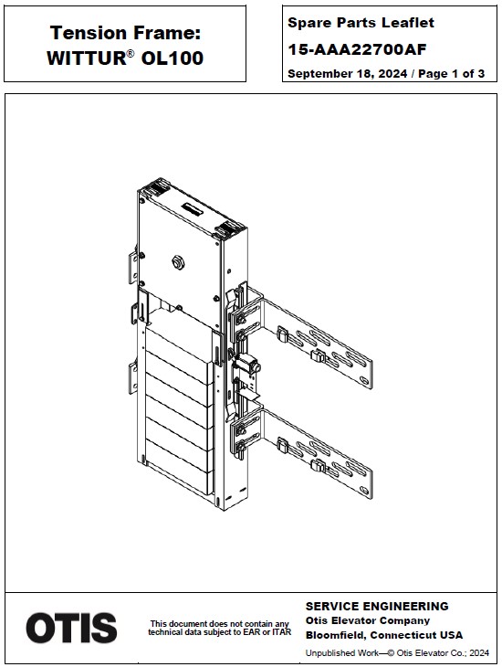 SPL 15-AAA22700AF Tension Frame: Wittur OL100