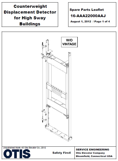 SPL 16-AAA22000AAJ Counterweight Displacement Detector for High Sway Buildings