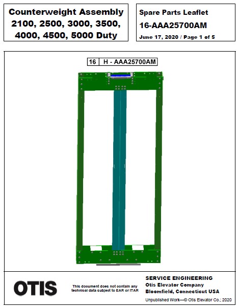 SPL 16-AAA25700AM Counterweight Assembly 2100, 2500, 3000, 3500, 4000, 4500, 5000 Duty